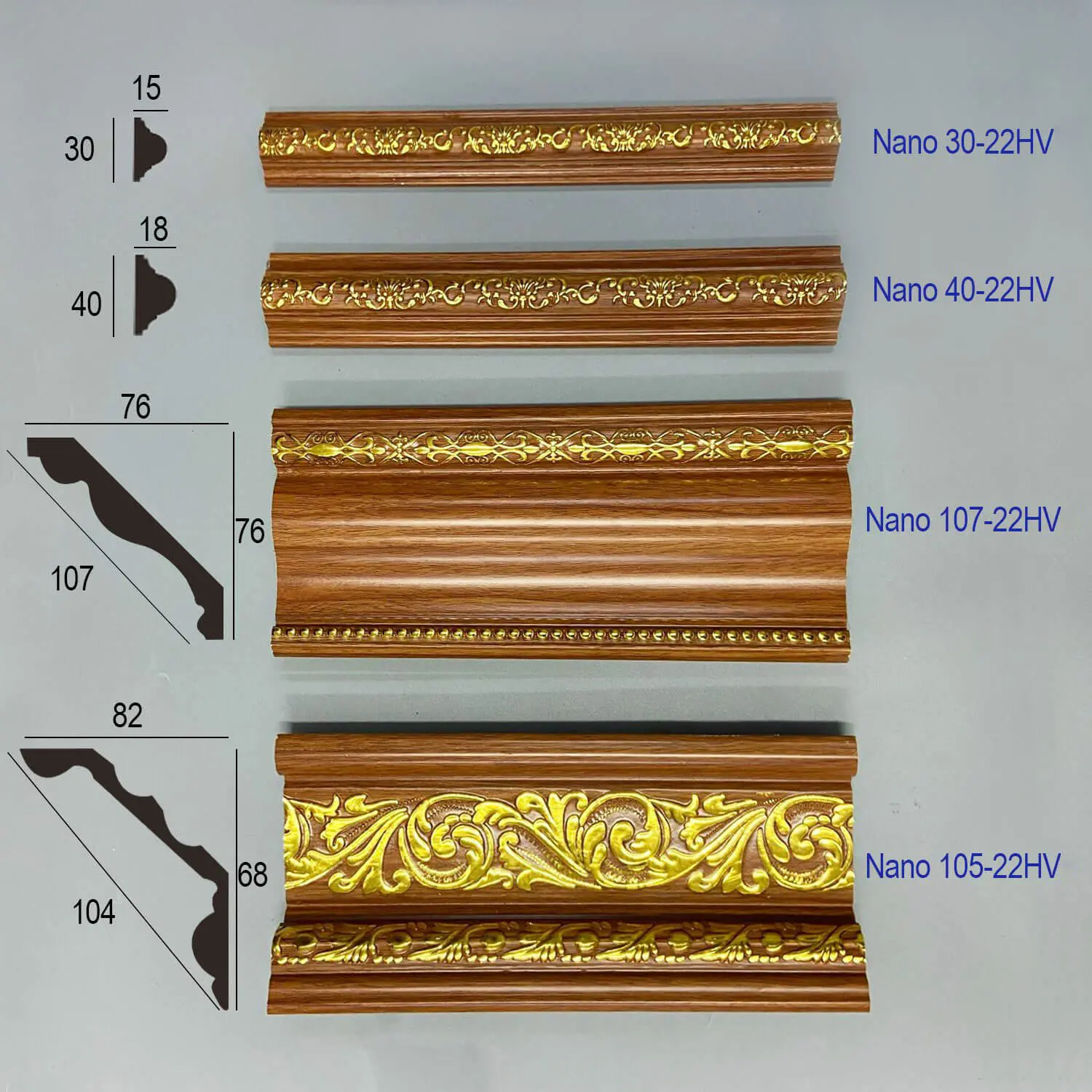 Phào chỉ PS theo từng kích cỡ