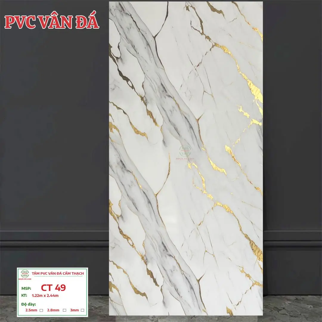 PVC Vân đá ánh nhũ Vàng - Nhựa Hà Linh