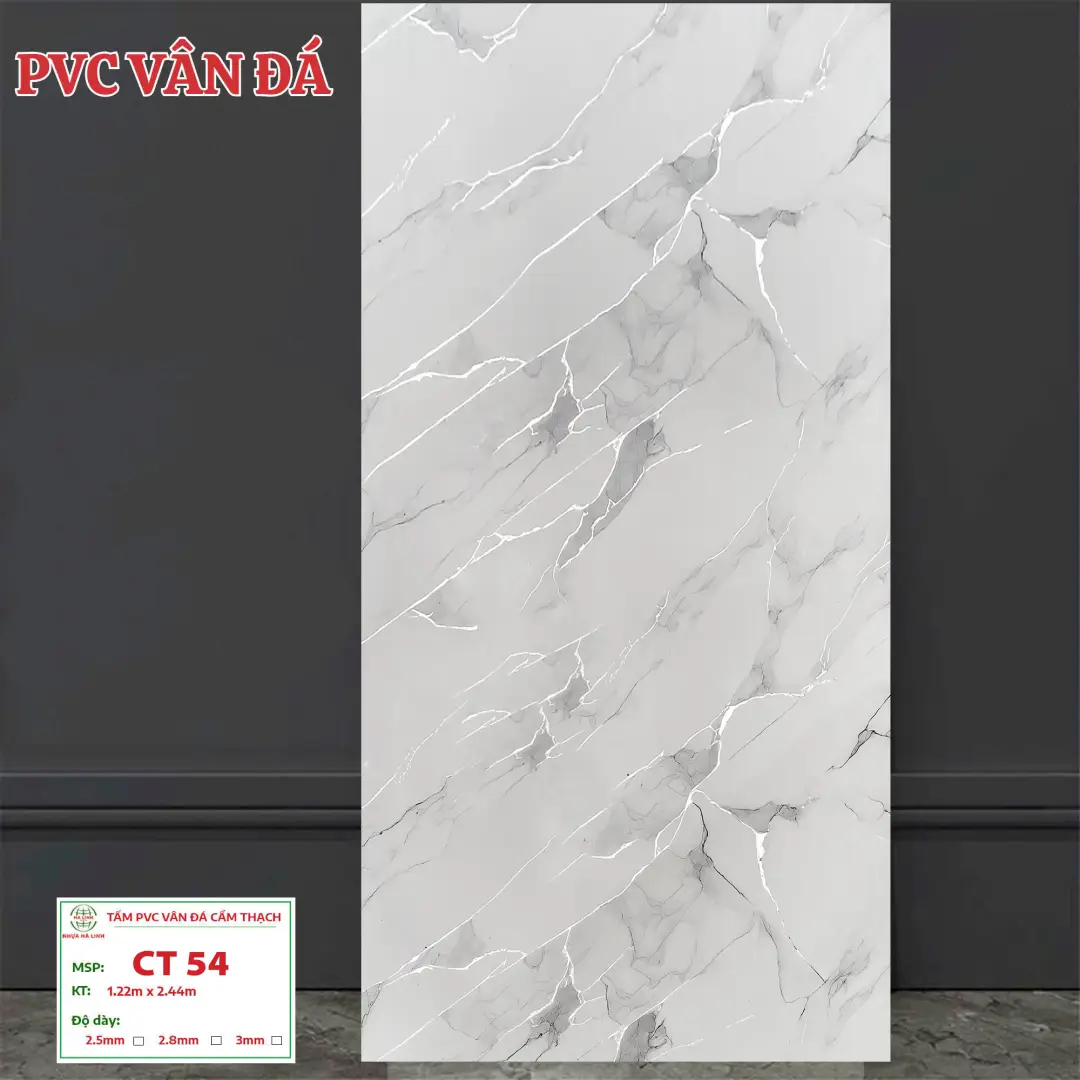 PVC Vân đá ánh nhũ Bạc - Nhựa Hà Linh