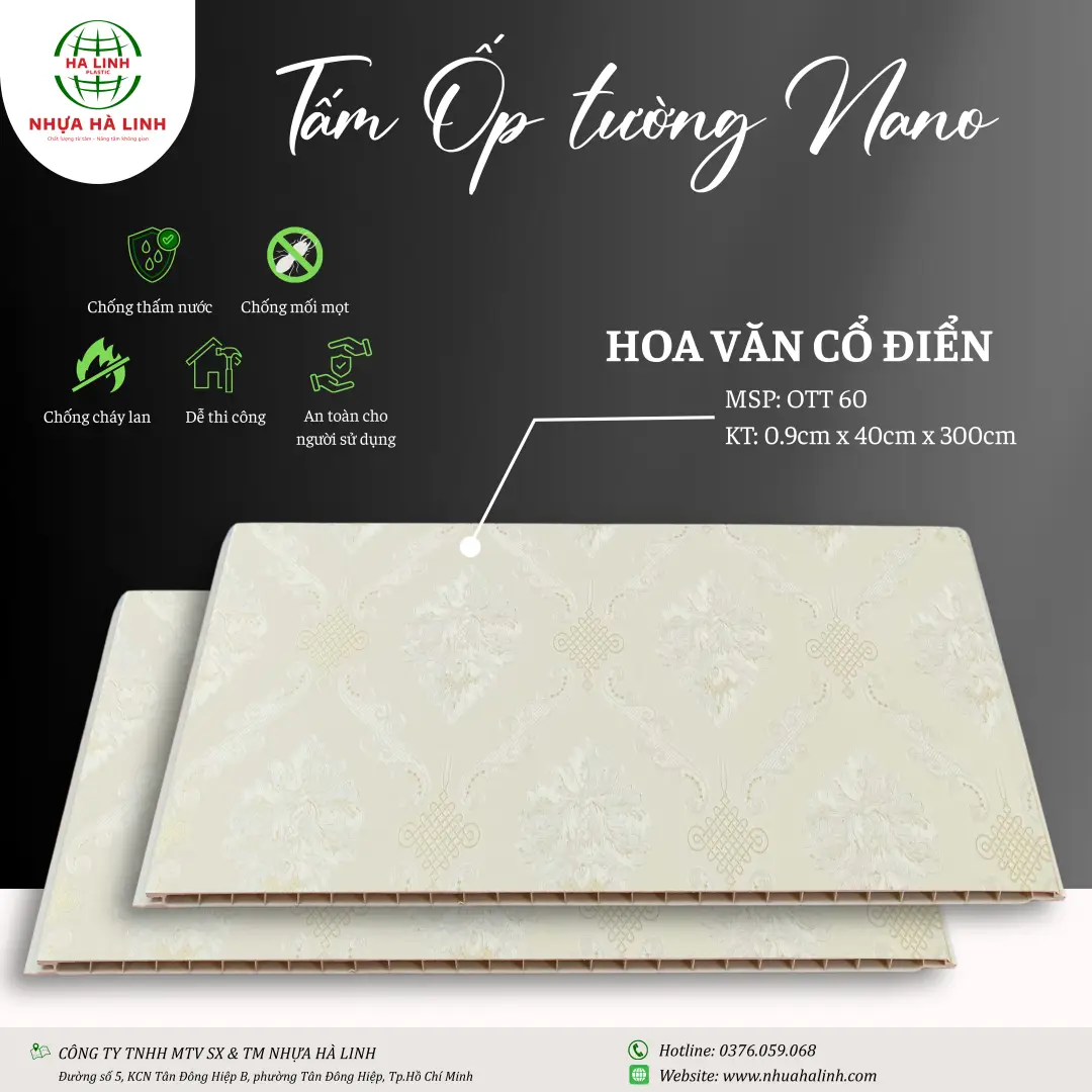 Tấm ốp tường Nano - Hoa văn Cổ điển OTT 60