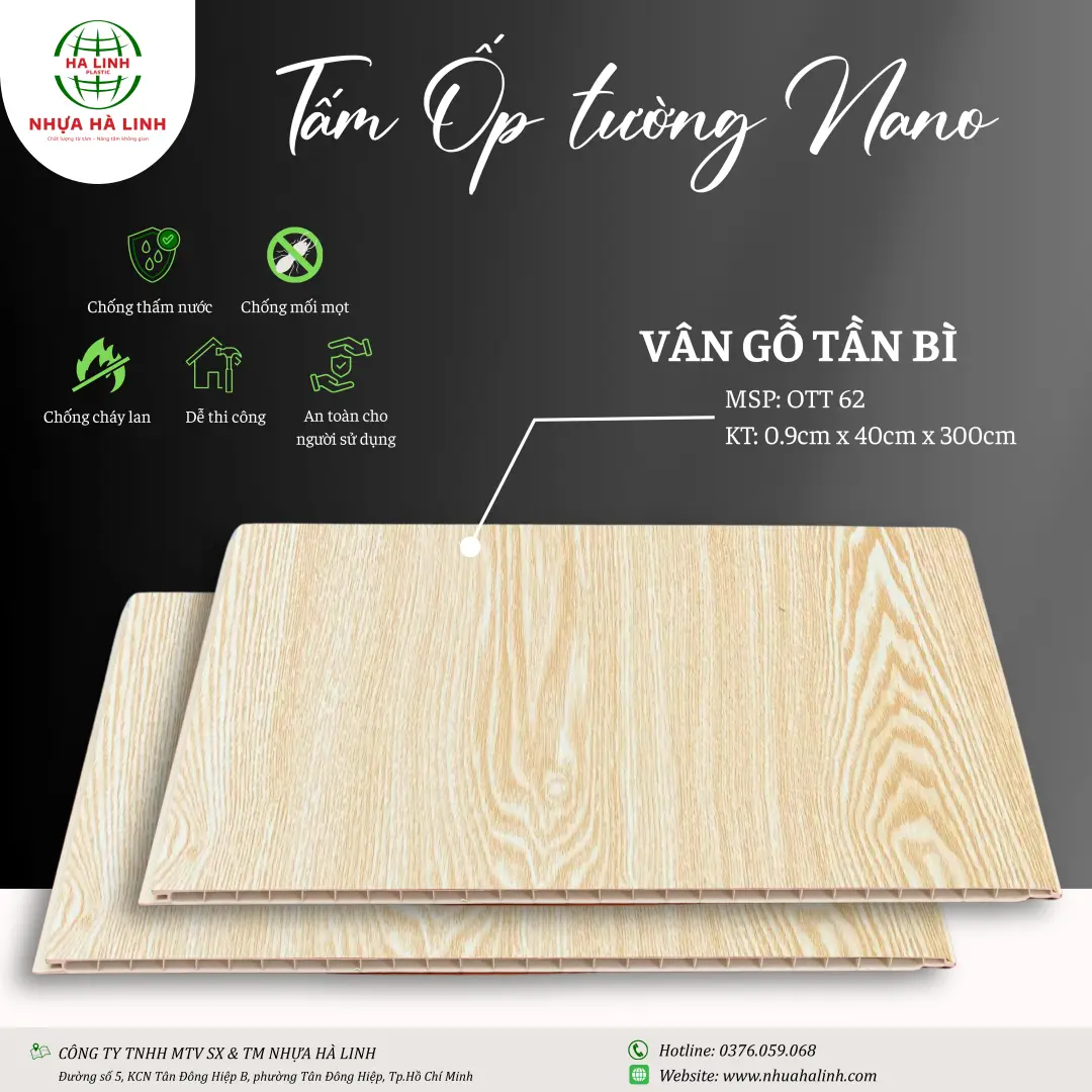 Tấm ốp tường Nano - Vân gỗ Tần bì OTT 62