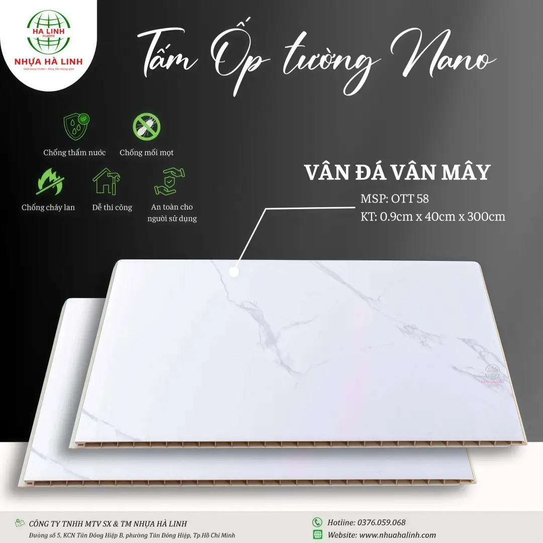 Tấm ốp tường Nano - Vân đá vân mây OTT 58