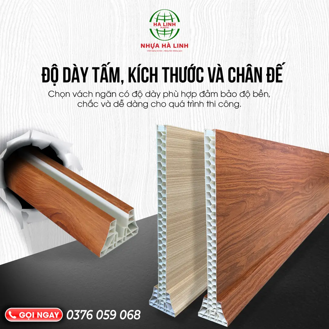 Tiêu chí độ dày tấm, kích thước và chân đế