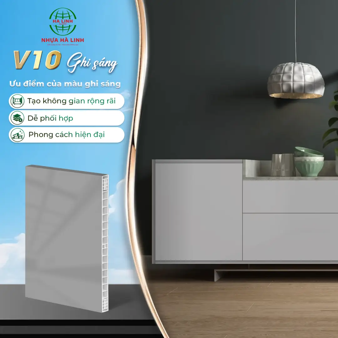 Tấm nhựa tủ Winmax - V10 Ghi Sáng