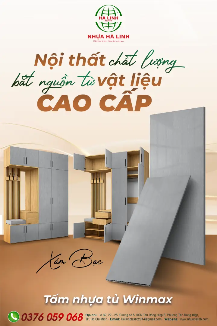 Tấm nhựa tủ Winmax - Xám Bạc